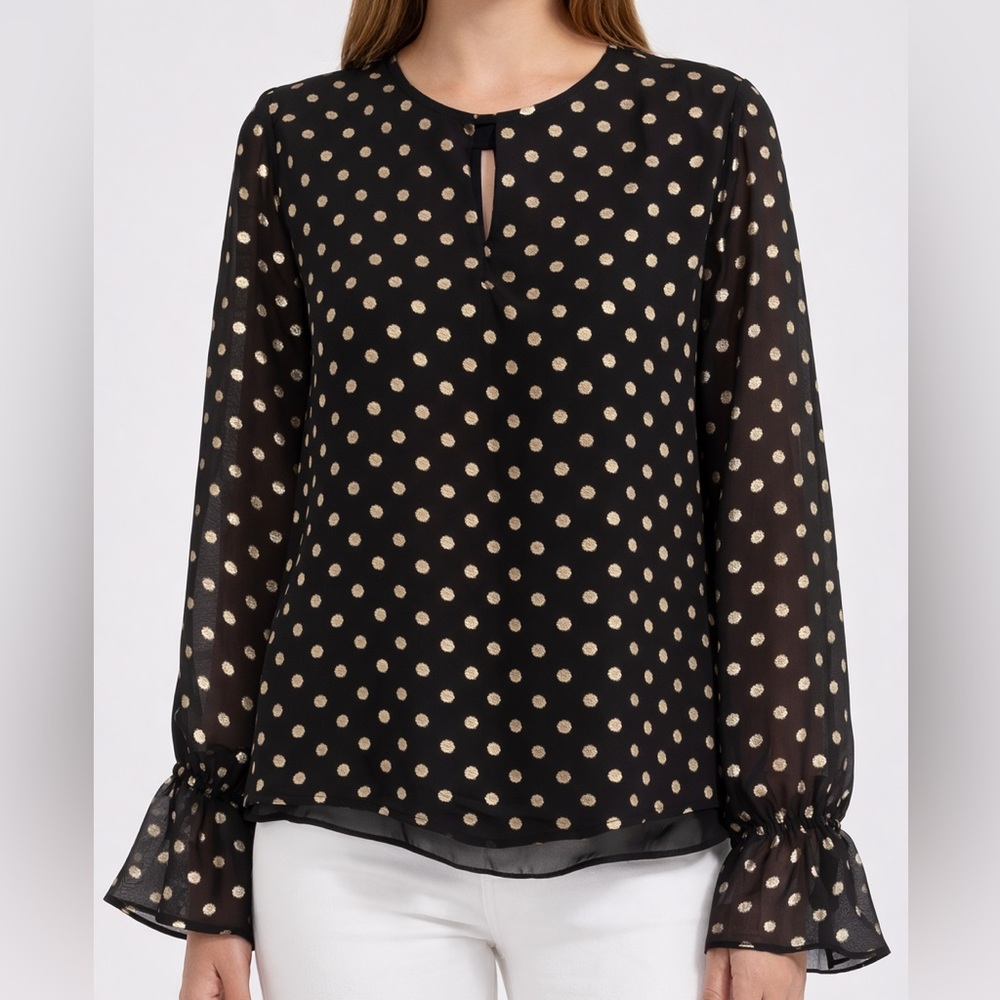 Amanda Uprichard XS Black & Gold Layered Blouse Aurelia Career Popover Layers